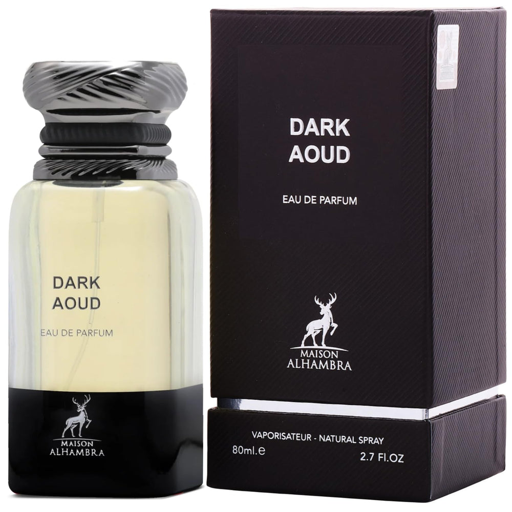 Maison Alhambra Dark Aoud ingredient closeup with oud and spices highlighting depth