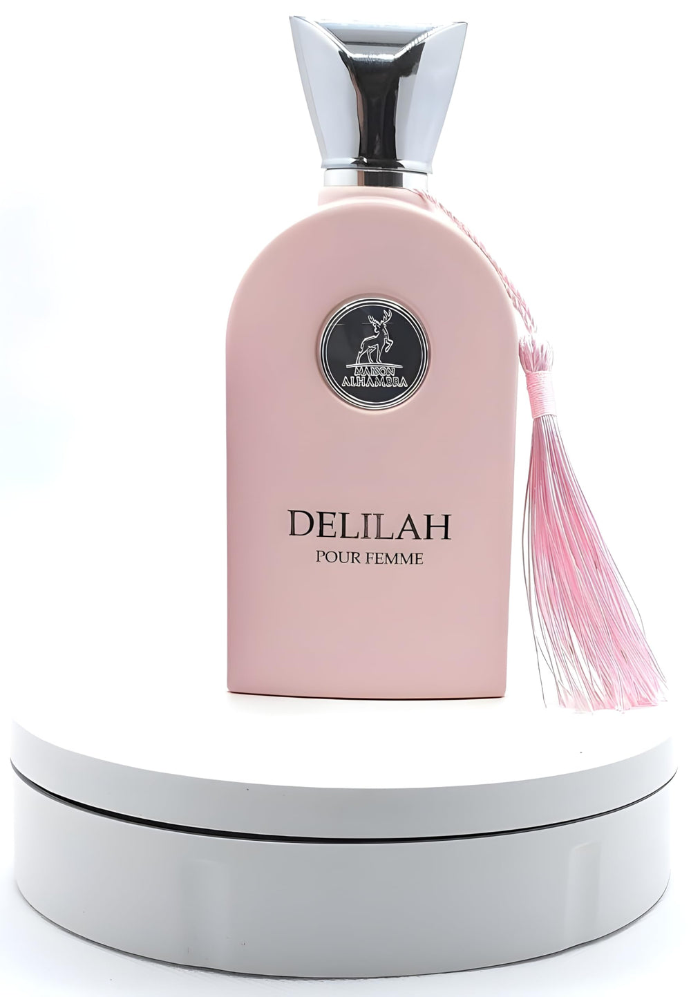 Maison Alhambra Delilah packaging label detail highlighting notes and brand for informed choice