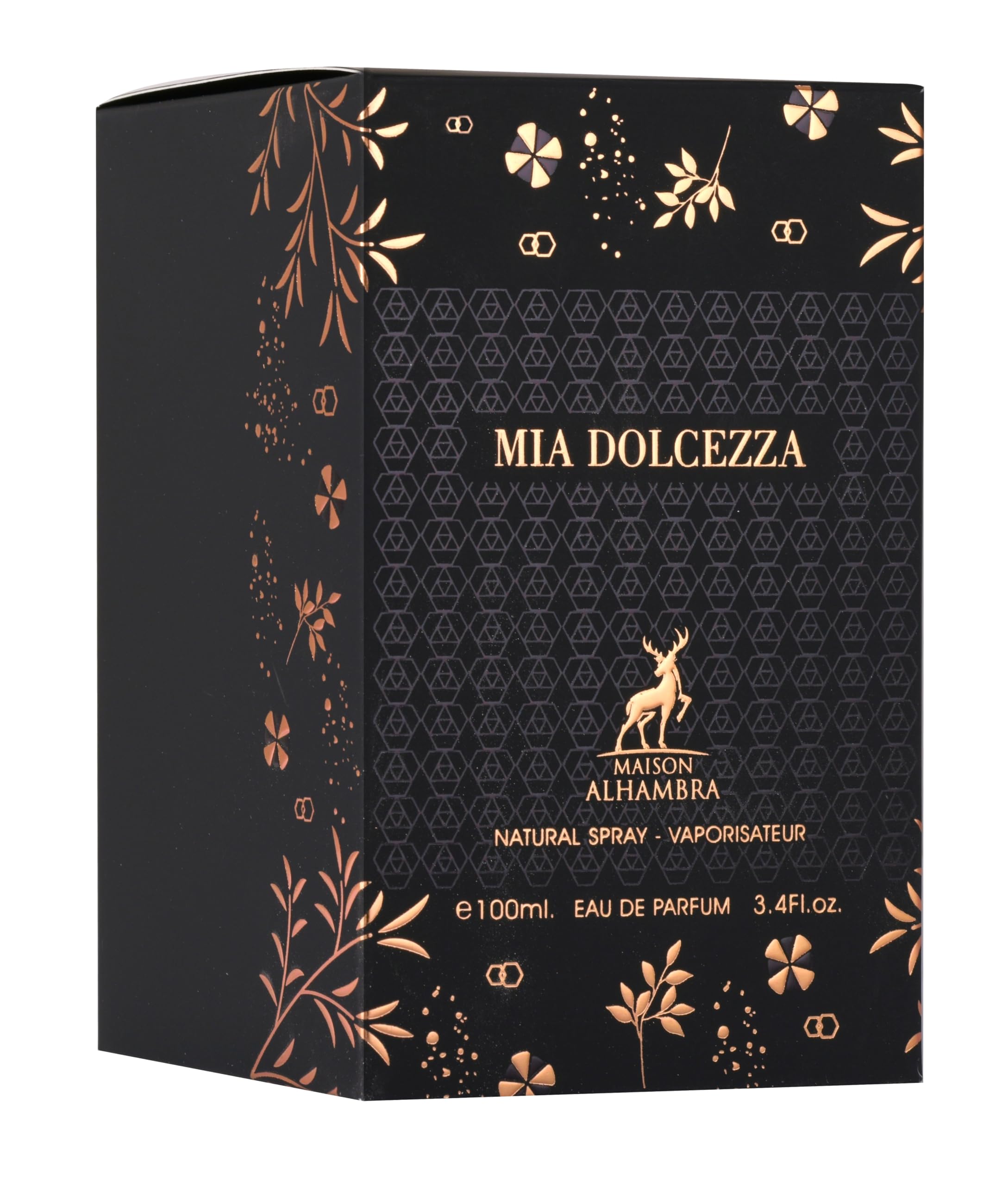 Maison Alhambra bottle beside gift box illustrating size and ready-to-give presentation