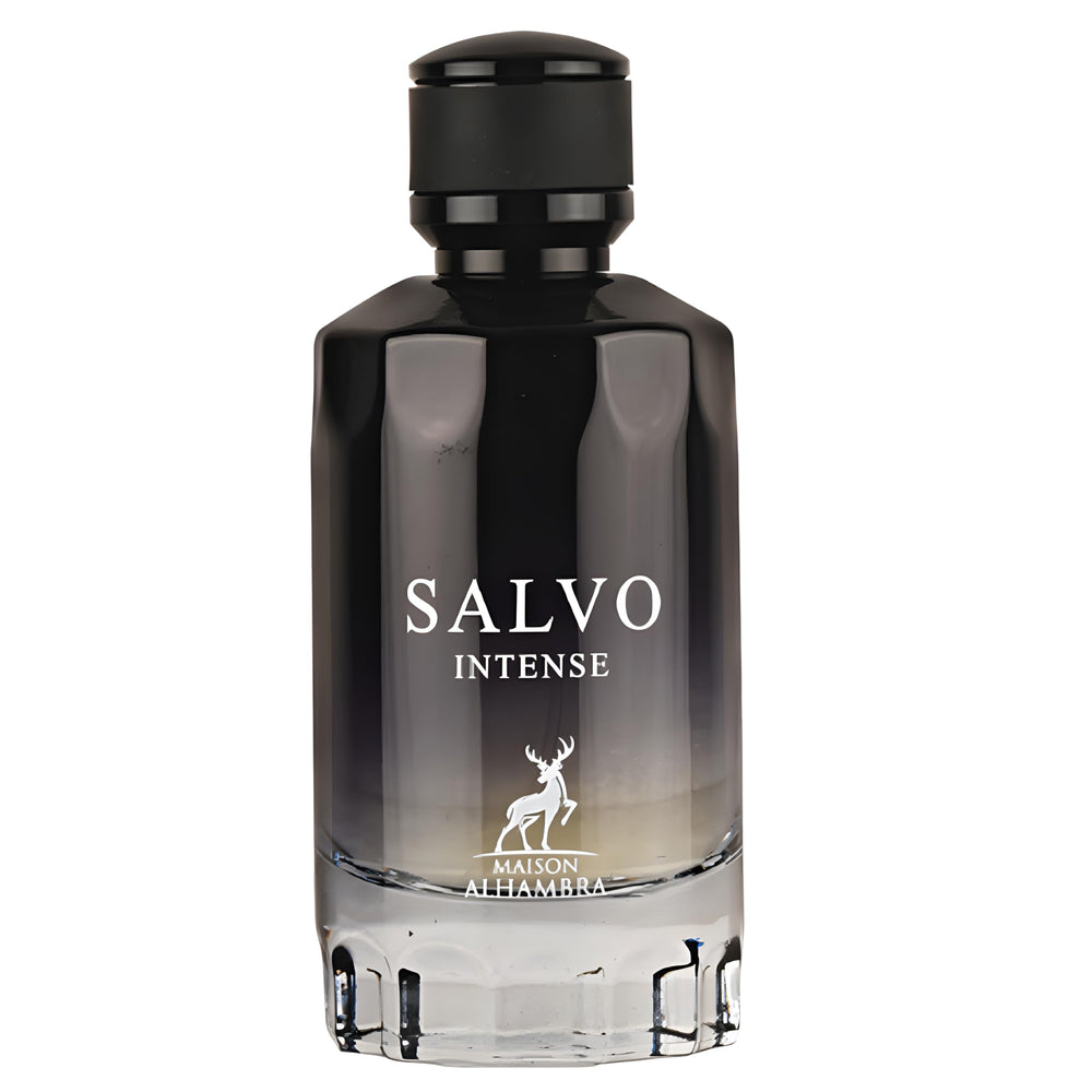Maison Alhambra Salvo Intense front bottle showing refined packaging and confidence
