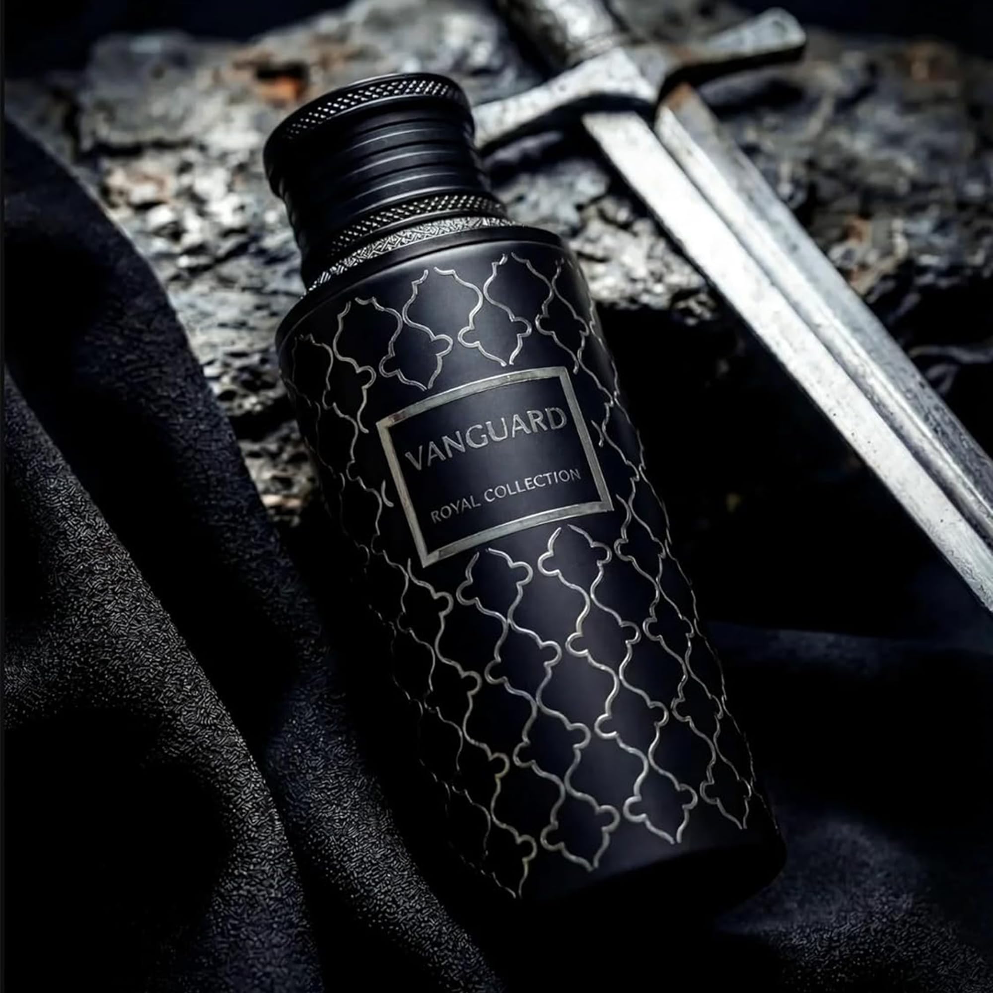 MAISON ASRAR bottle beside ruler showing 100ml size and real-world scale