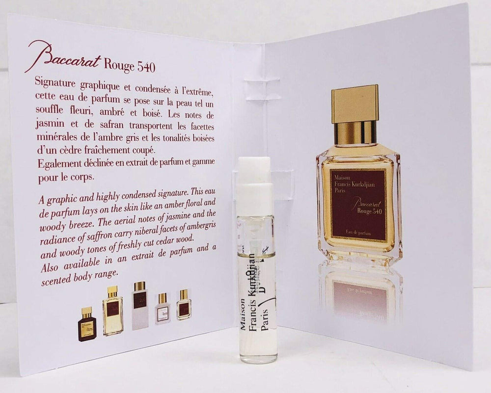 Maison Francis Kurkdjian BACCARAT ROUGE 540 vial in a purse for travel convenience and touch-ups