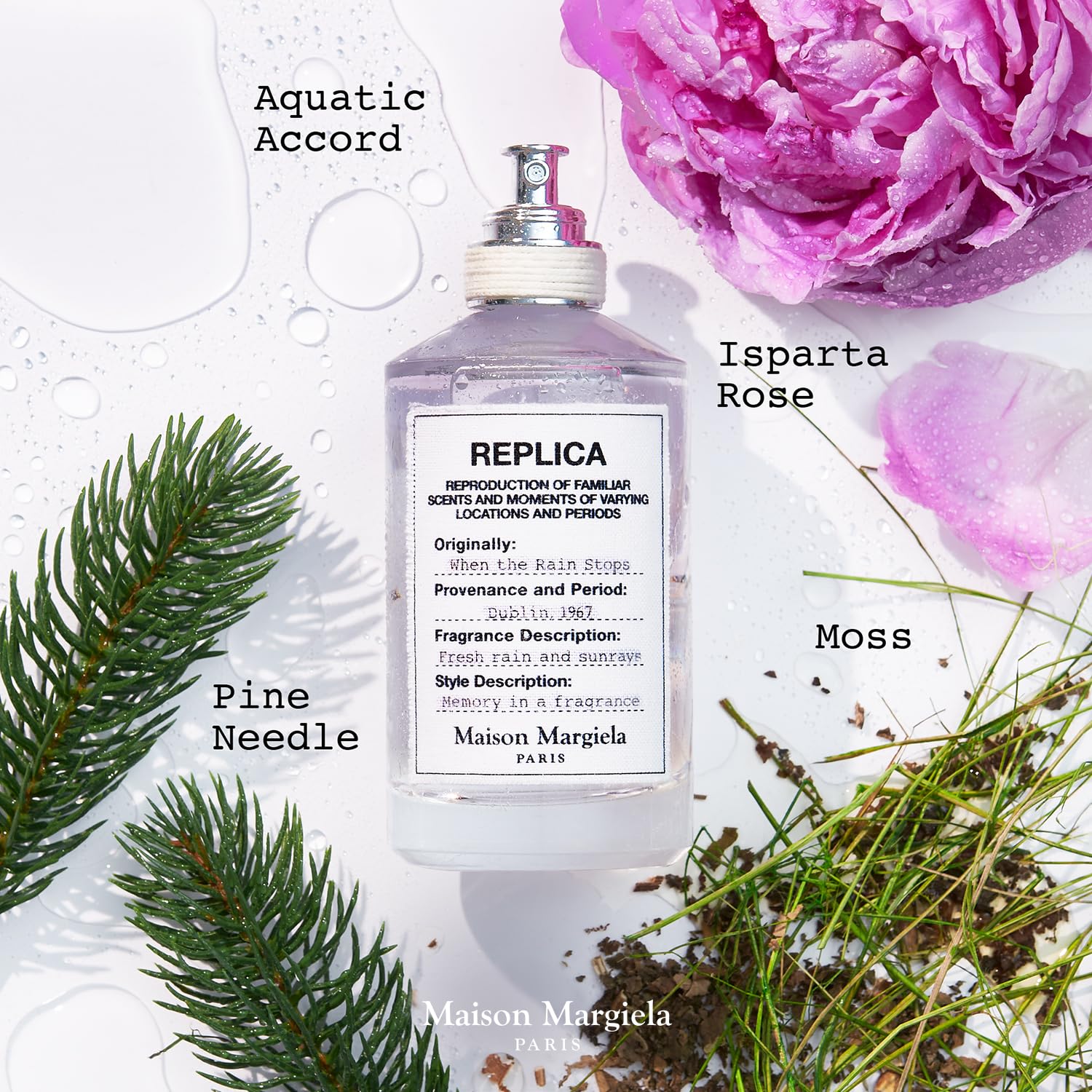 Maison Margiela spray in action releasing fine mist to illustrate application benefit