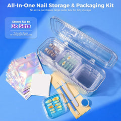 Majeree acrylic mini case close-up protecting decorated press-on nails from scratches