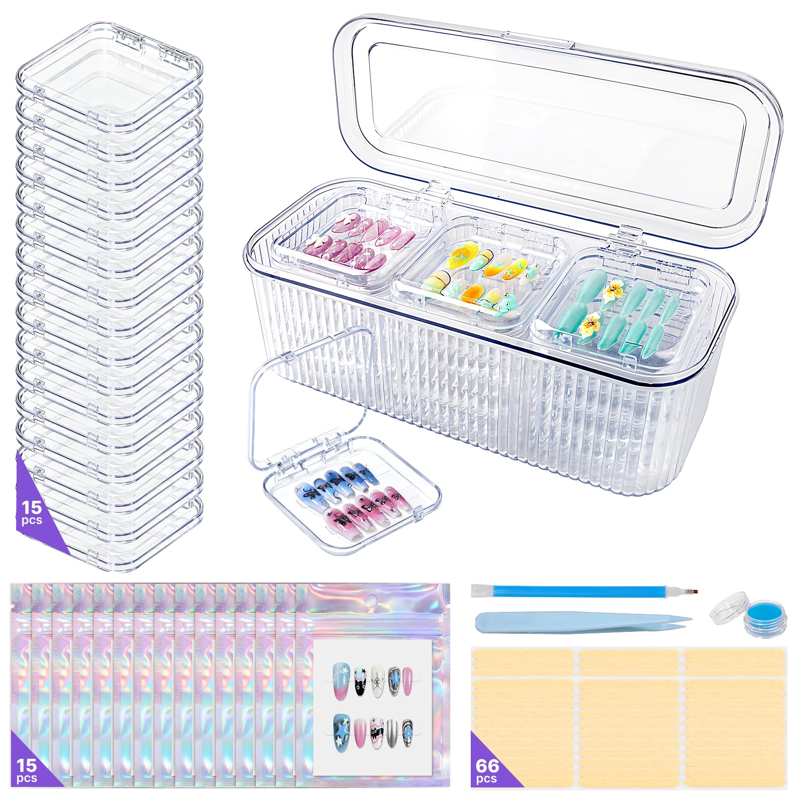 Majeree organizer box front view showing tidy nail storage and quick selection