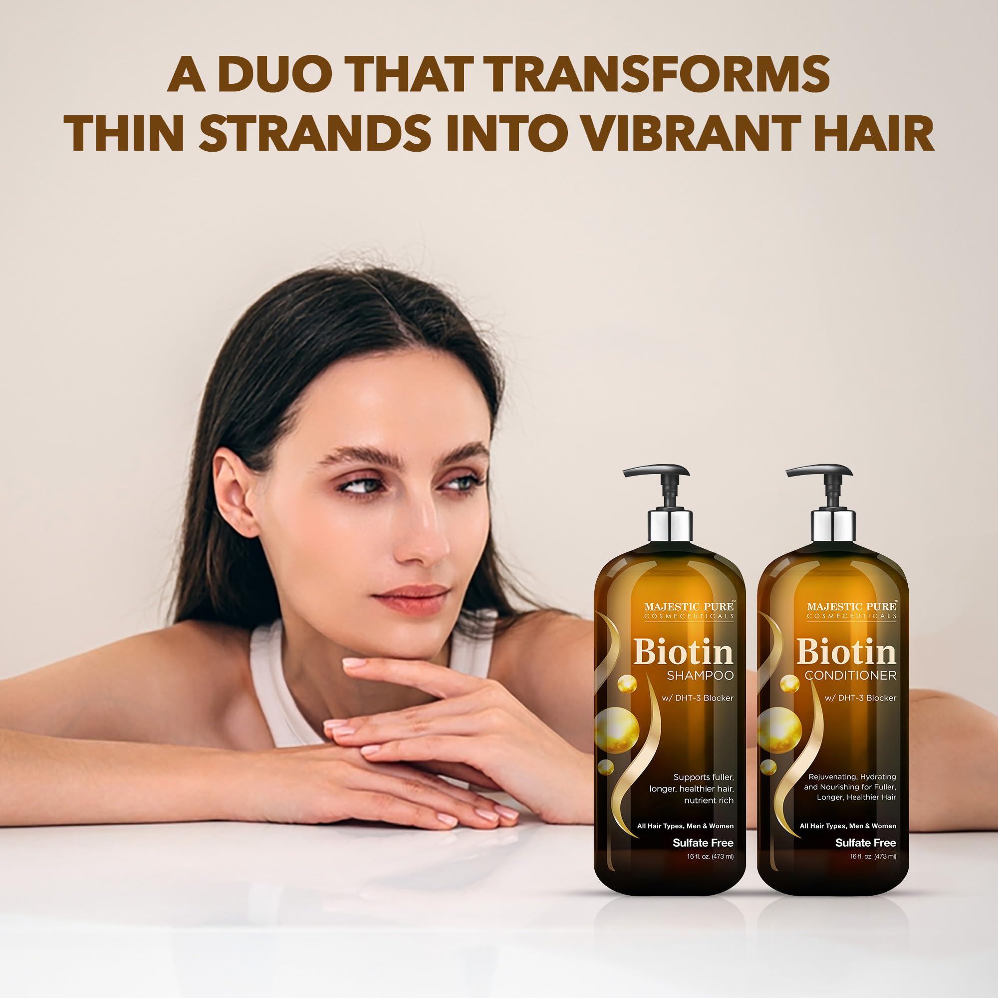 Majestic Pure ingredients rosemary castor biotin displayed for natural benefit