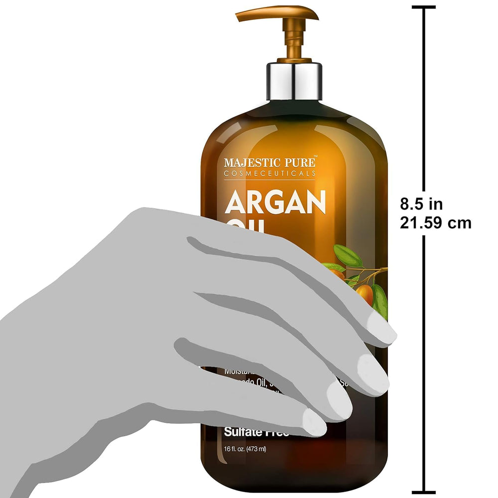 Majestic Pure shampoo being poured to show lightweight lather and cleansing