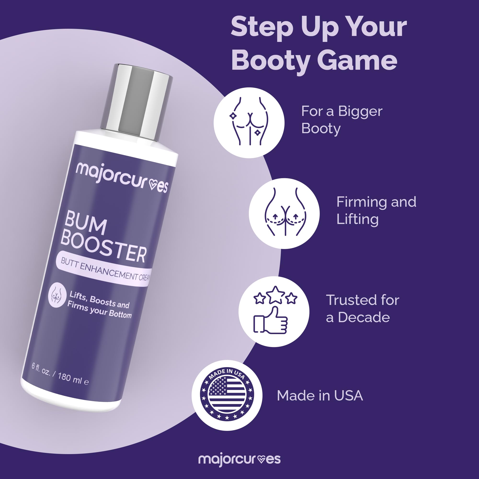 Major Curves cream in hand demonstrating easy dispensing and quick absorption benefit