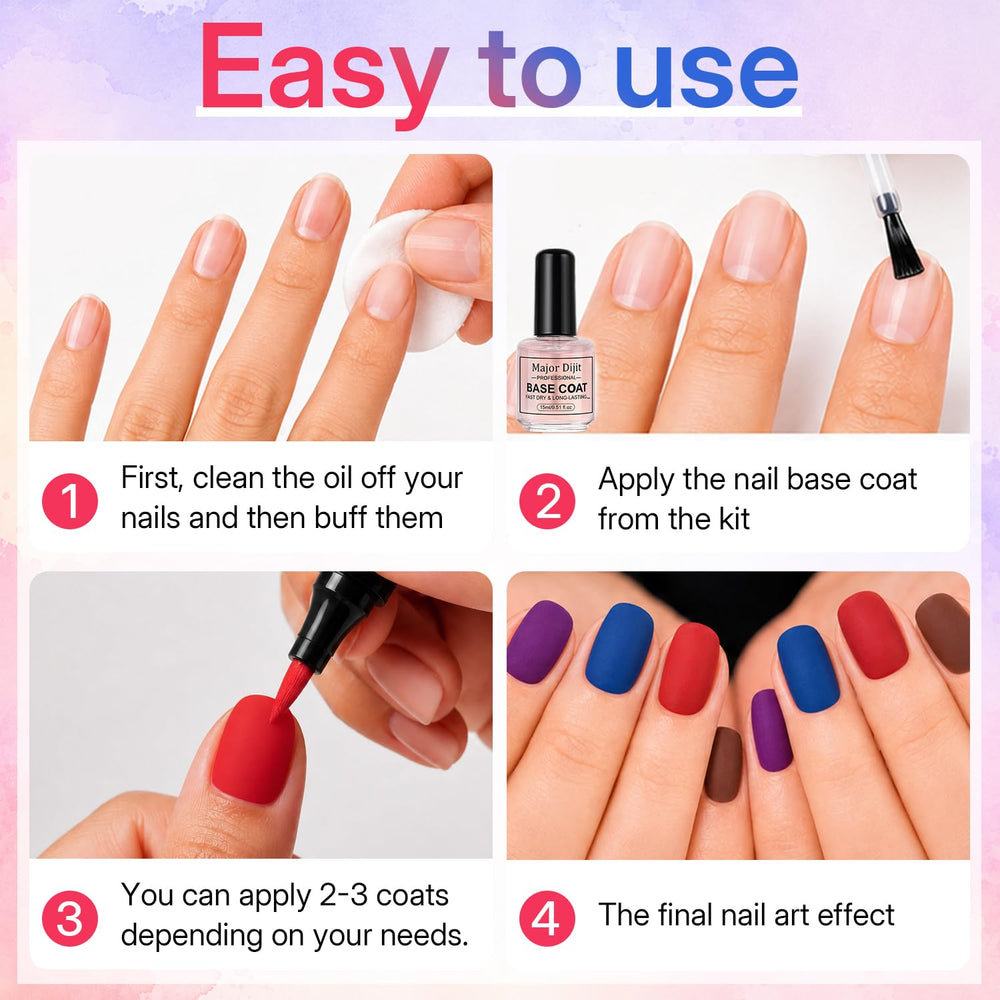 Major Dijit color swatch spread displaying six wearable shades for mix-and-match