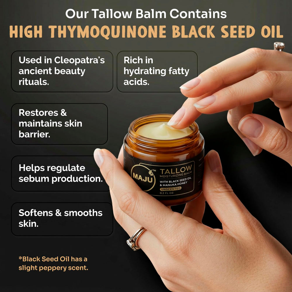 MAJU balm spread on hand showing quick absorption and lasting hydration
