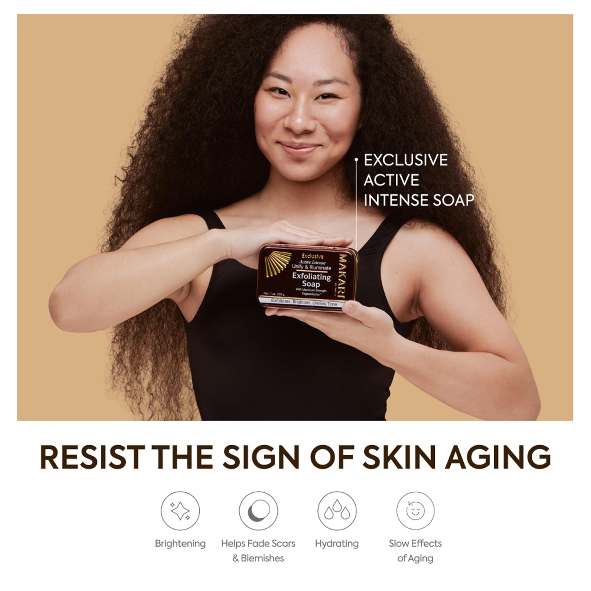 MAKARI soap lathered in hand demonstrating gentle exfoliation benefit