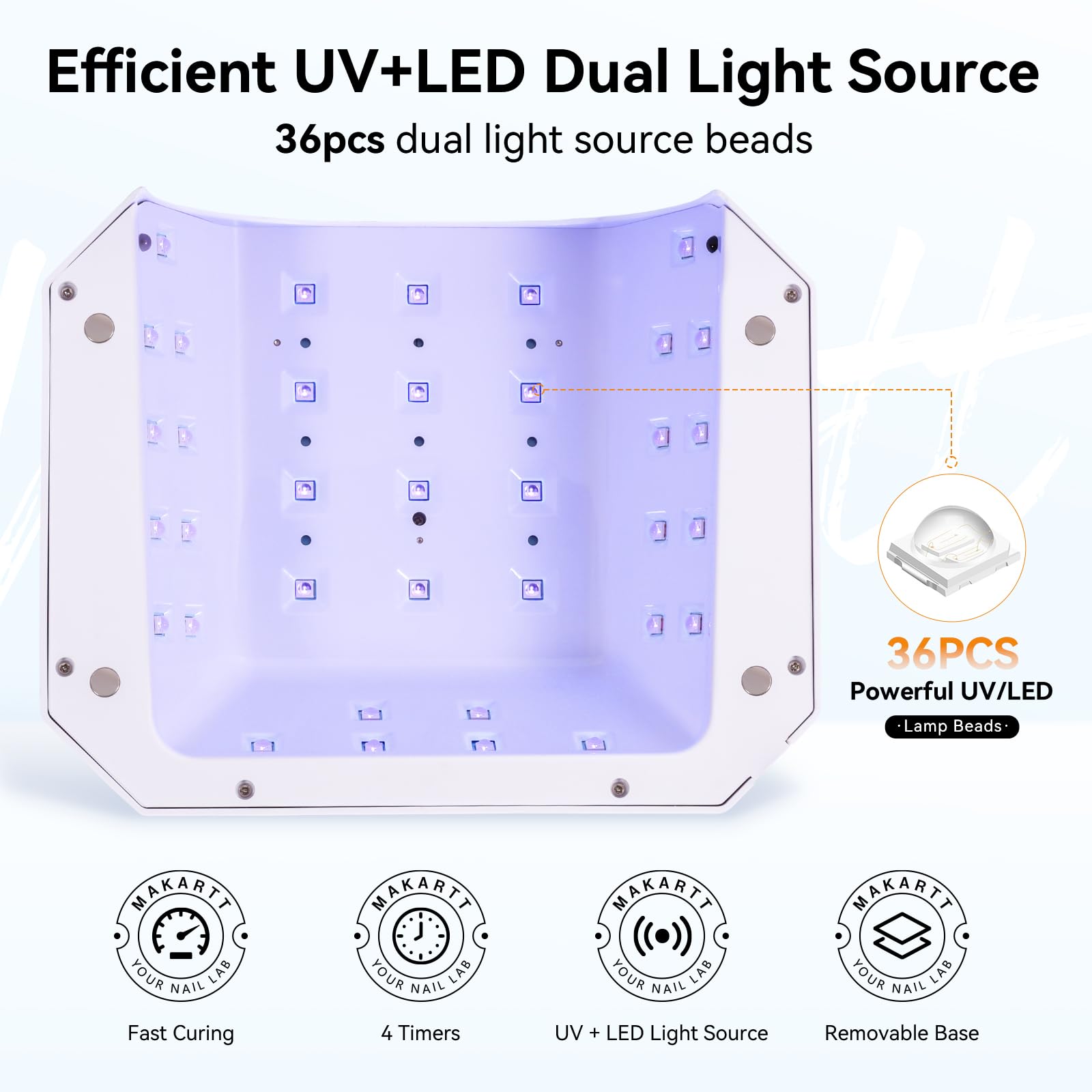 Makartt hand entering lamp showing infrared sensor for hands-free activation benefit