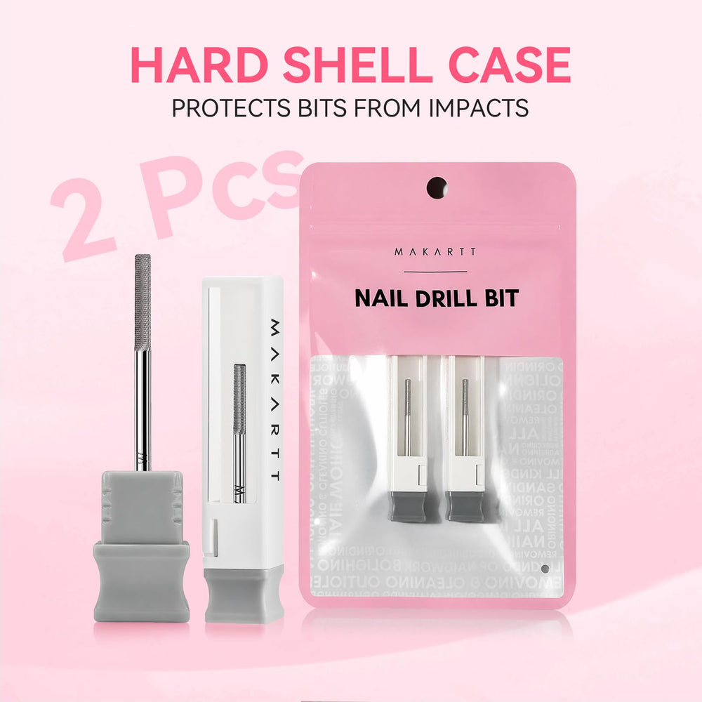 Makartt cuticle bit next to ruler showing 3/32" shank for compatibility