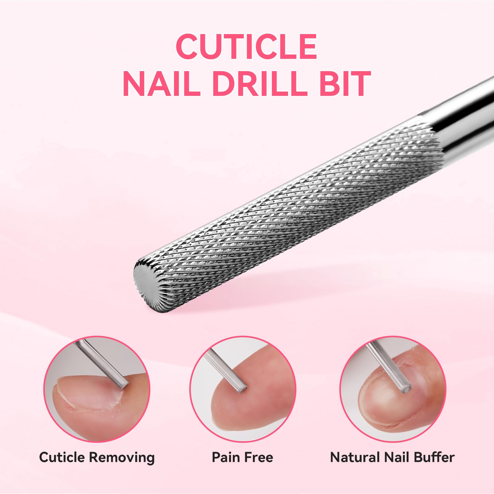 Makartt cuticle bit label and shank detail emphasizing carbide durability