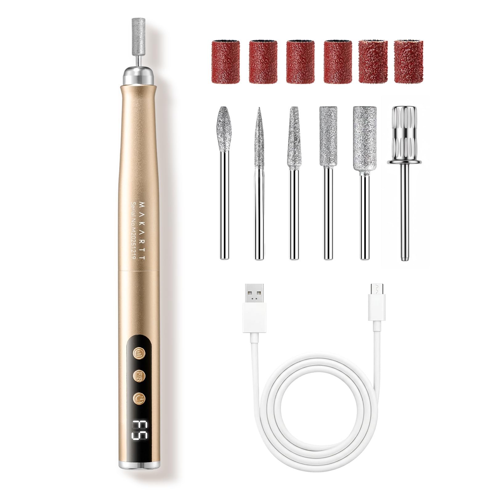 Makartt gold pen drill front view showing compact design and portability