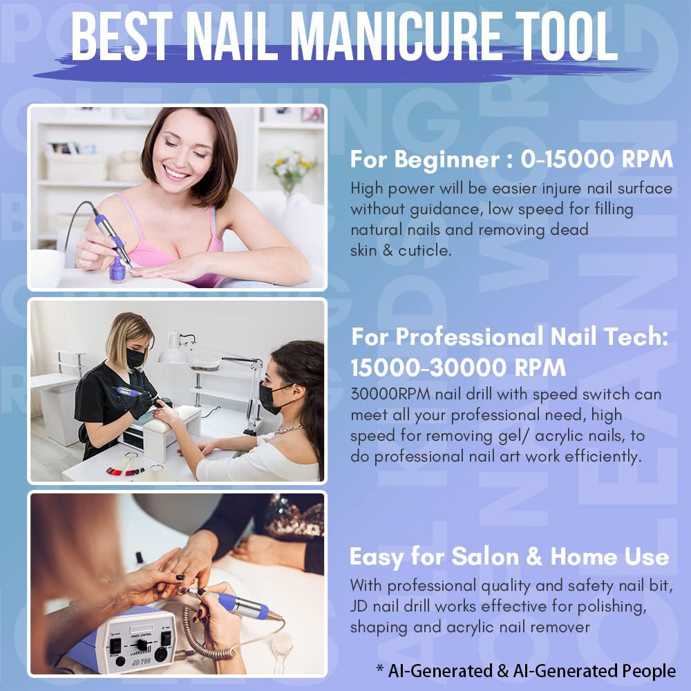 Makartt handpiece used on acrylic nail in salon, ensures precise shaping
