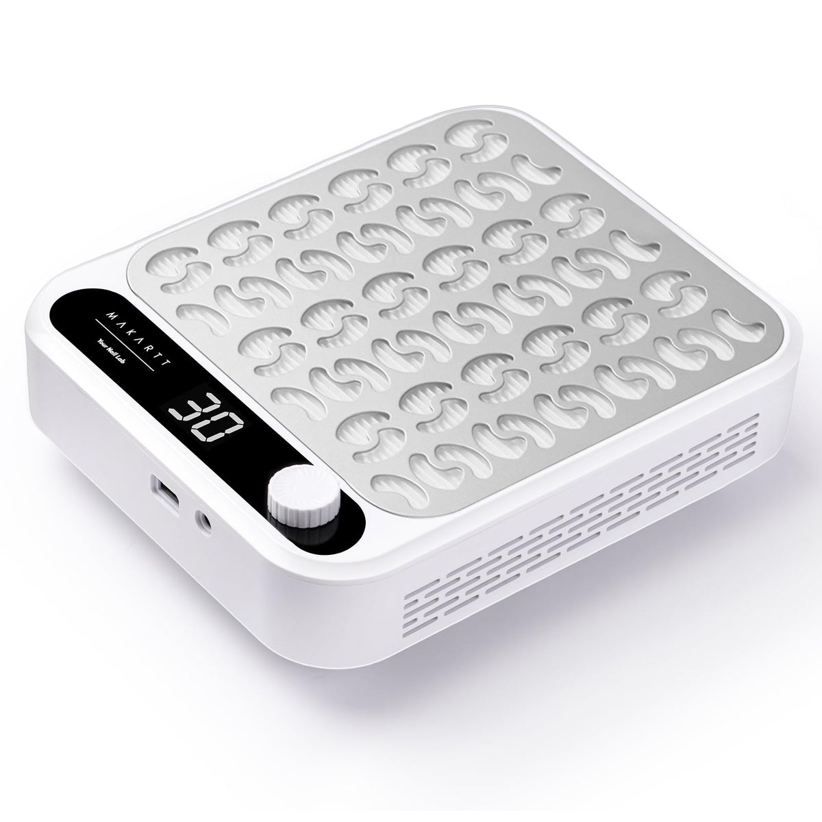 Makartt Larina front view showing intake grate and compact design for tidy workspaces