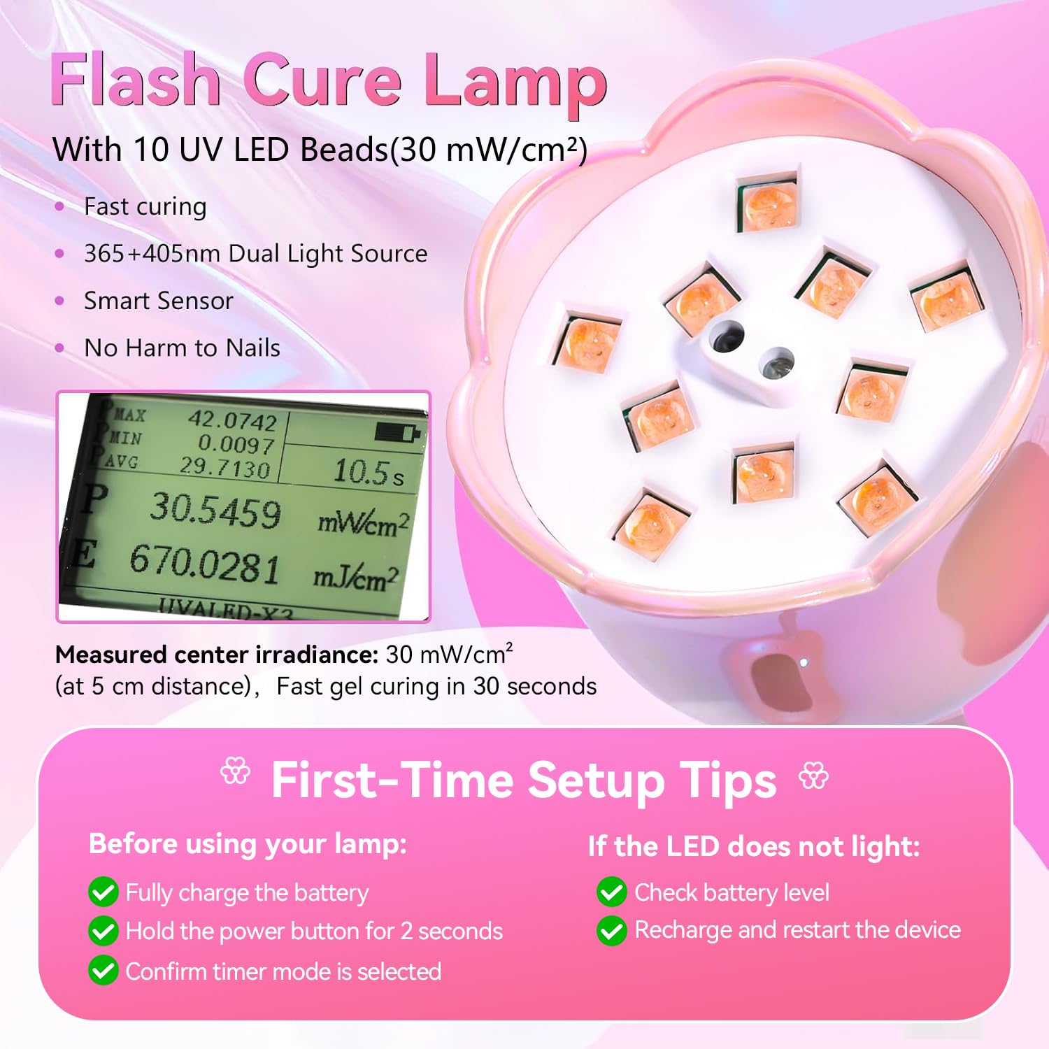 Makartt LED beads and LCD display detail for clear timer and intensity view