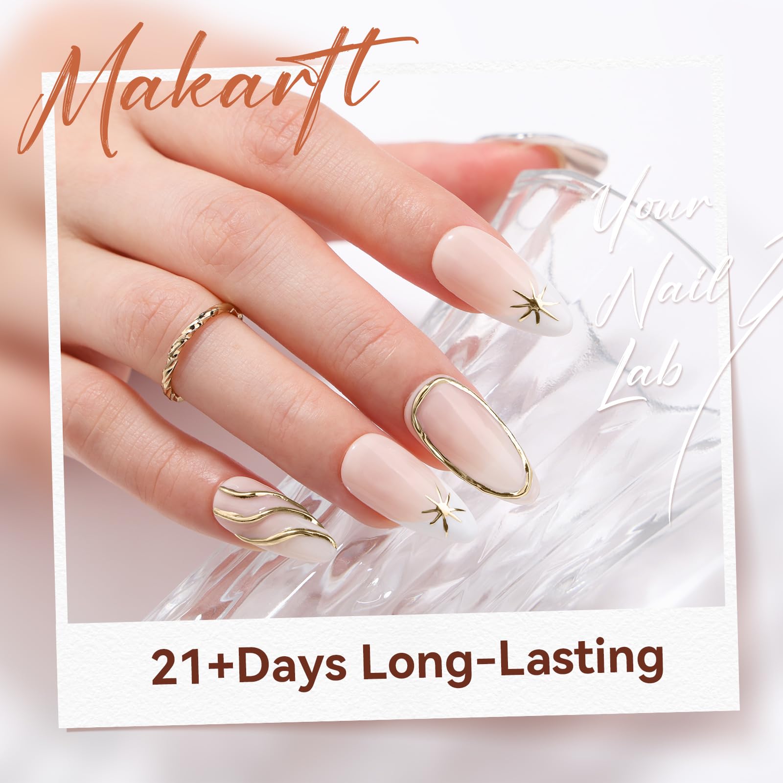 Makartt metallic silver accent manicure in use showing salon-quality mirror finish benefit