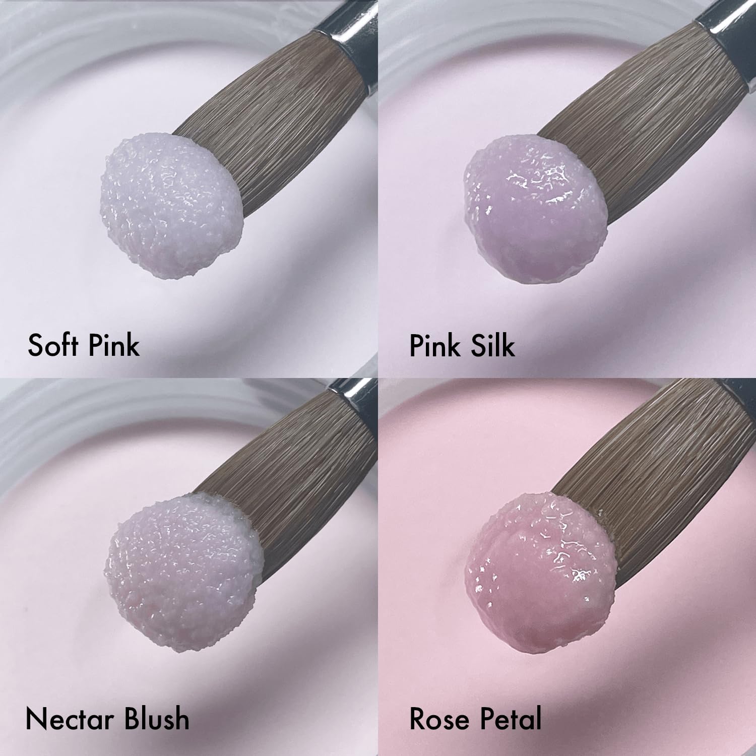 MakarttPro swatched powders showing distinct cool-tone nude options for design choices
