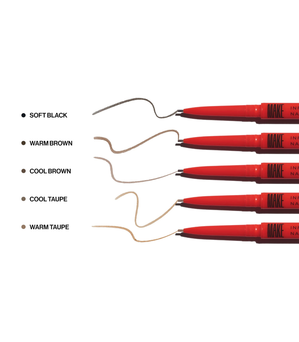 MAKE Nano Brow full product with cap displayed for travel-friendly convenience