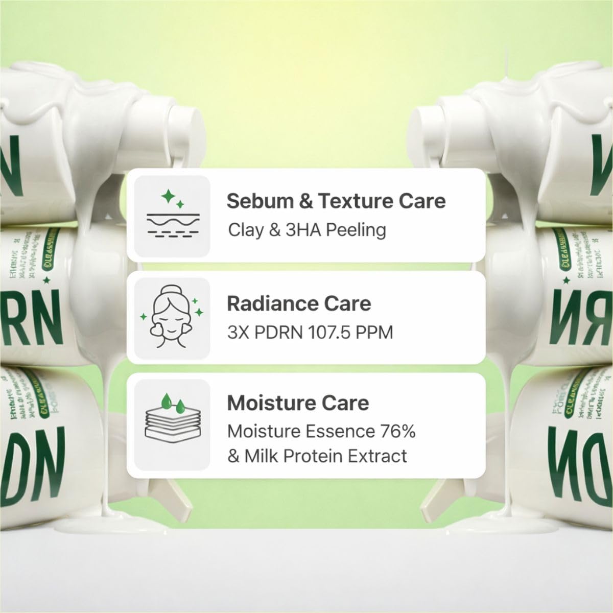 MAKE P:REM ingredient bottle highlighting mineral clay and nourishing extracts benefits