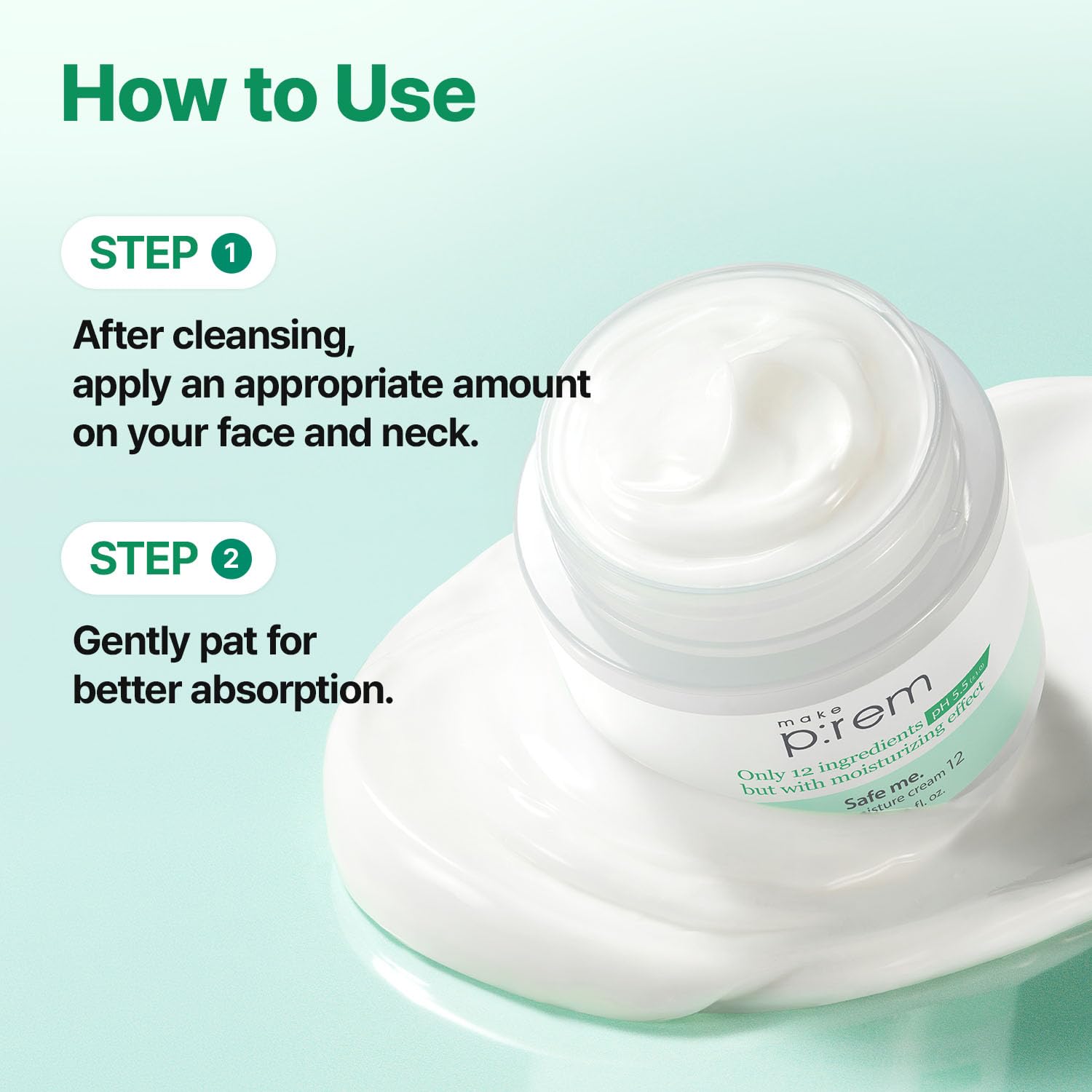 MAKE P:REM cream applied under foundation illustrating non-pilling makeup compatibility benefit