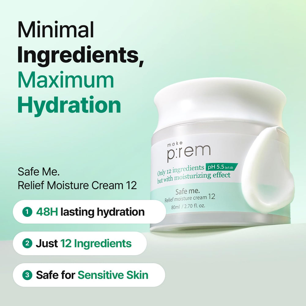 MAKE P:REM cream texture close-up highlighting smooth, fast-absorbing finish benefit