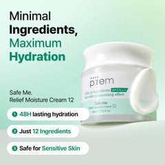 MAKE P:REM cream texture close-up highlighting smooth, fast-absorbing finish benefit
