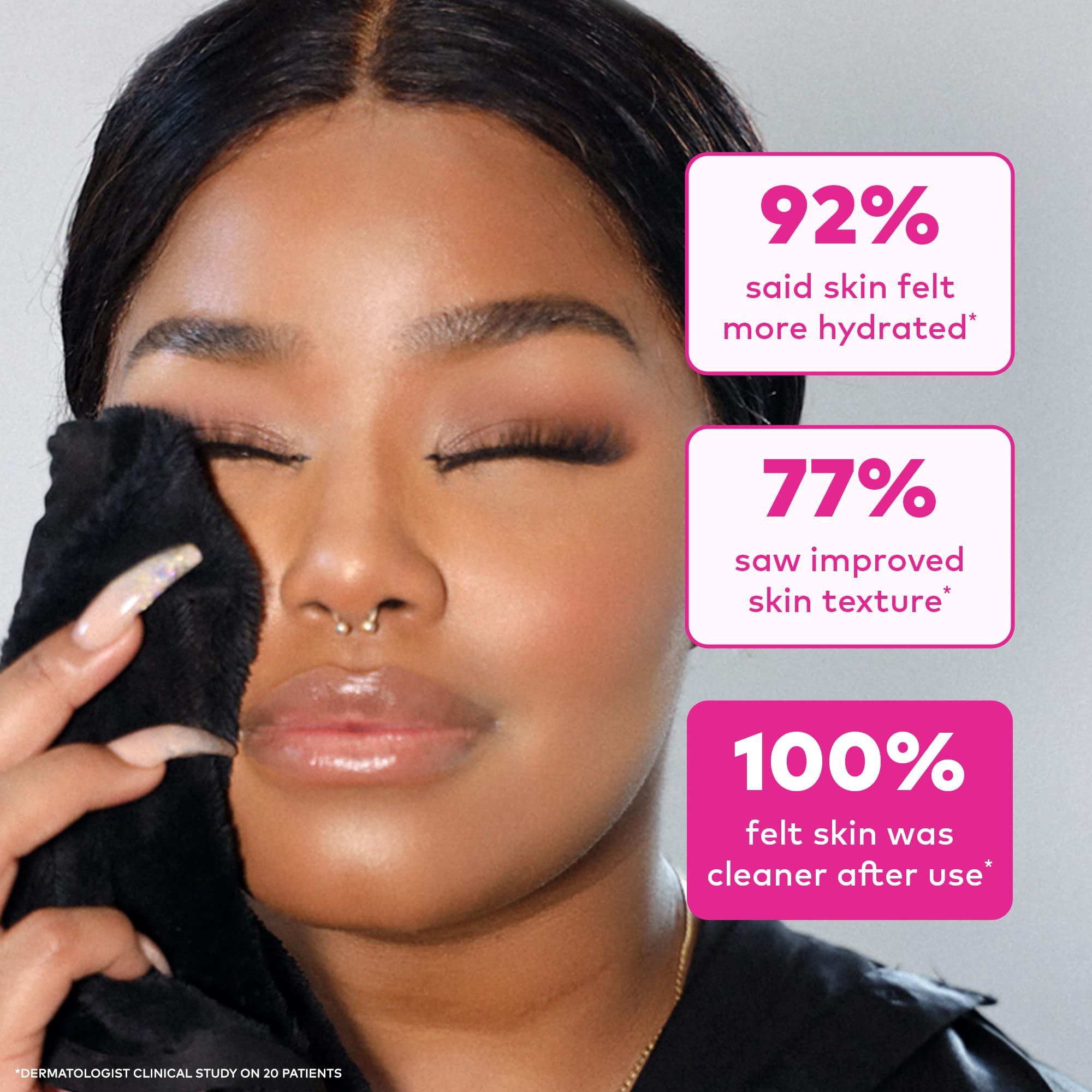 MakeUp Eraser held in hand demonstrating Mini PRO size and easy travel convenience