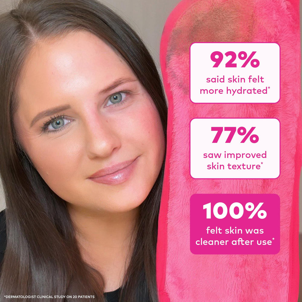 MakeUp Eraser wiping off foundation showing even skin-cleansing benefit
