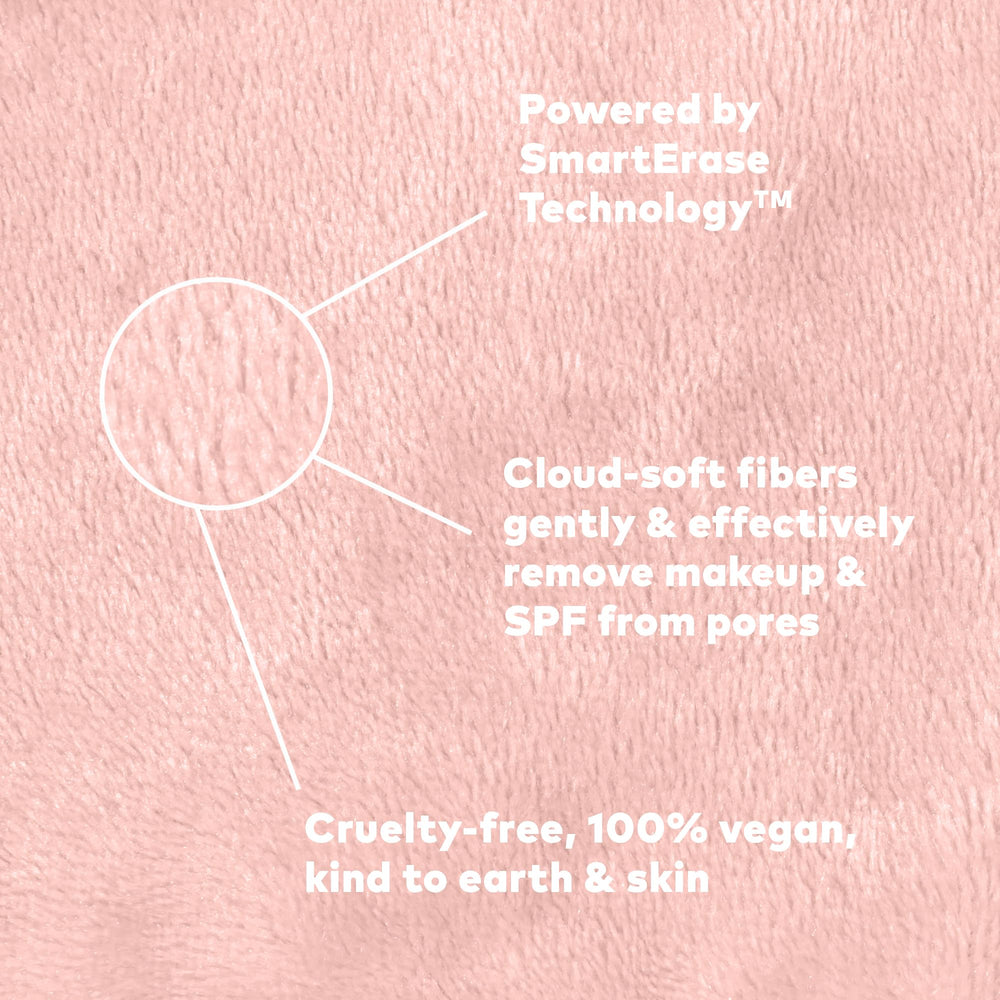 MakeUp Eraser long-fiber exfoliate side with tag for smoother skin