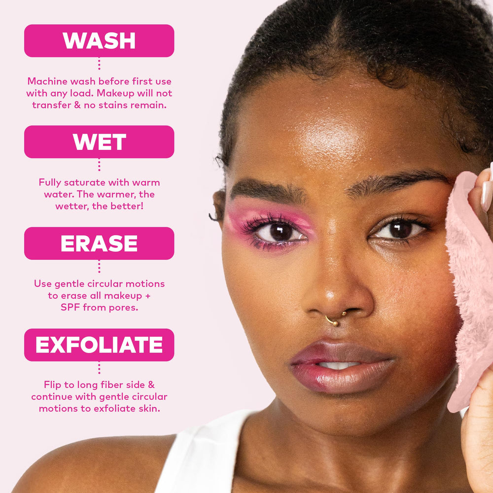 MakeUp Eraser in bathroom setting demonstrating simple water-only routine
