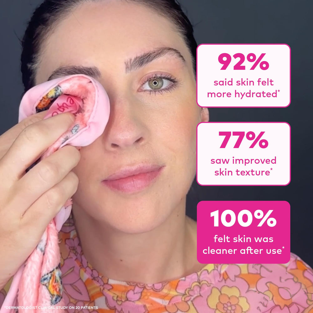 MakeUp Eraser flatlay with packaging highlighting reusable, eco benefit