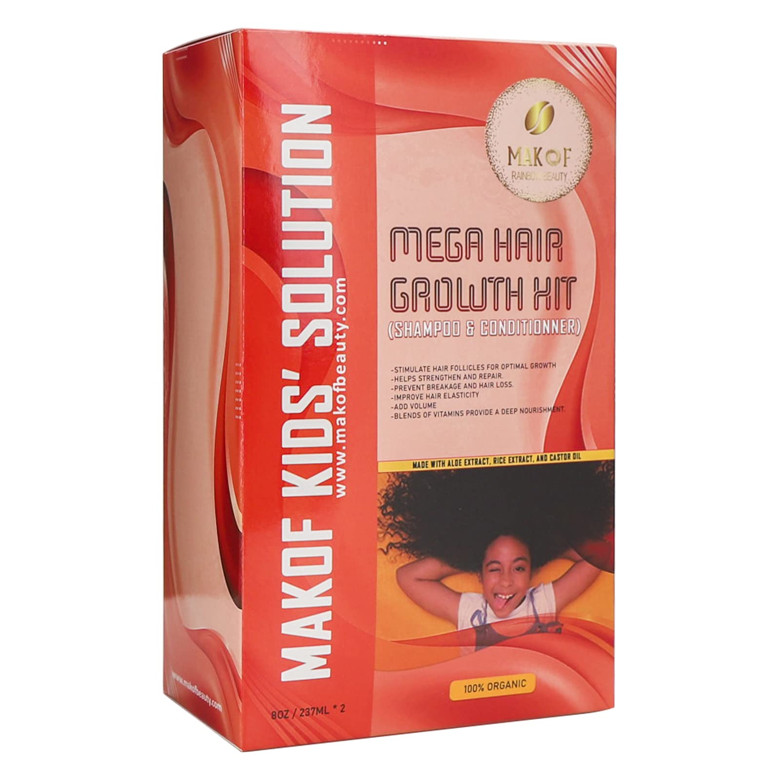 MAKOF BEAUTY natural ingredients display with aloe and castor oil for nourishing benefit