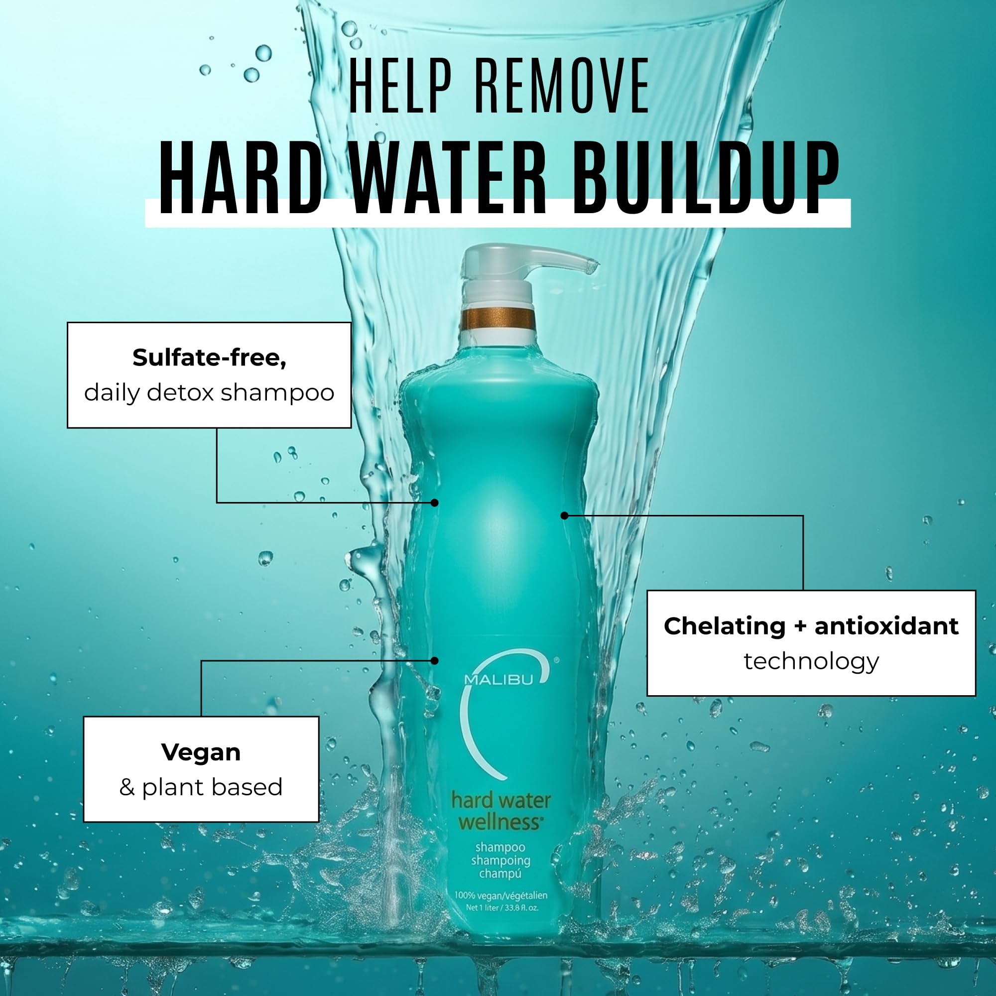 Malibu C shampoo lather on wet hair illustrating effective mineral lifting and cleansing