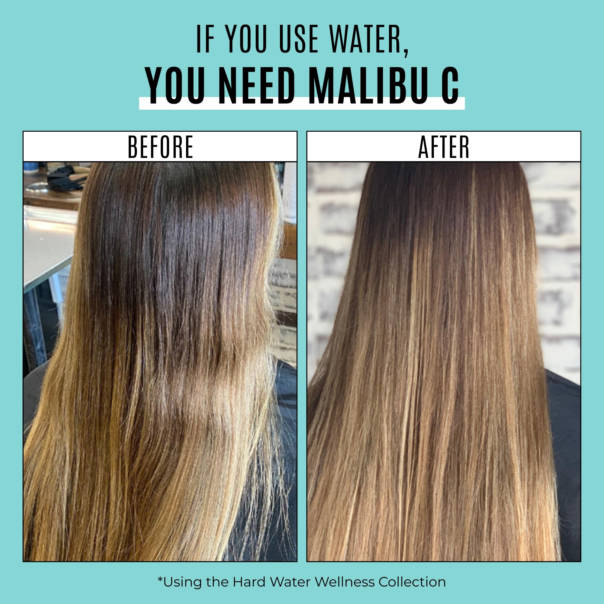 Malibu C pouring texture with ingredients highlighting citric acid and flax protein benefits