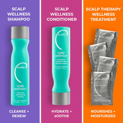 Malibu C travel-size scalp remedy packets arranged for convenience