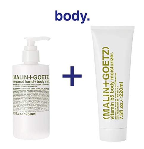 MALIN+GOETZ label and ingredients close-up emphasizing simple, clean formulation