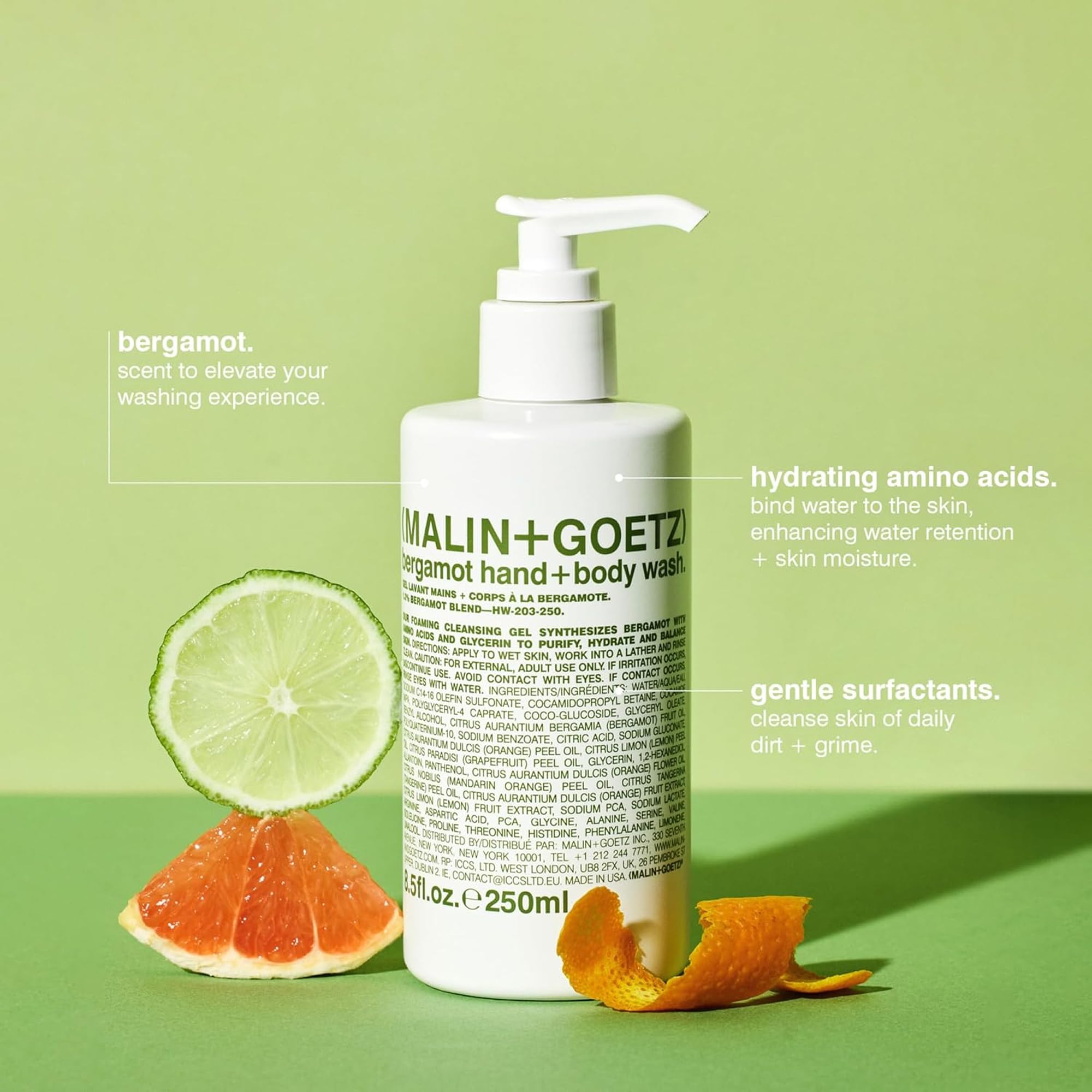MALIN+GOETZ pump close-up demonstrating easy dispensing and controlled use