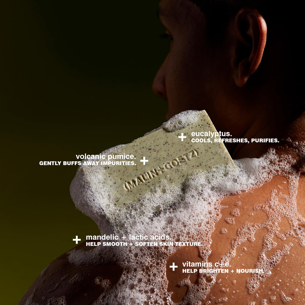 MALIN+GOETZ bar producing creamy lather for a rich, long-lasting wash benefit