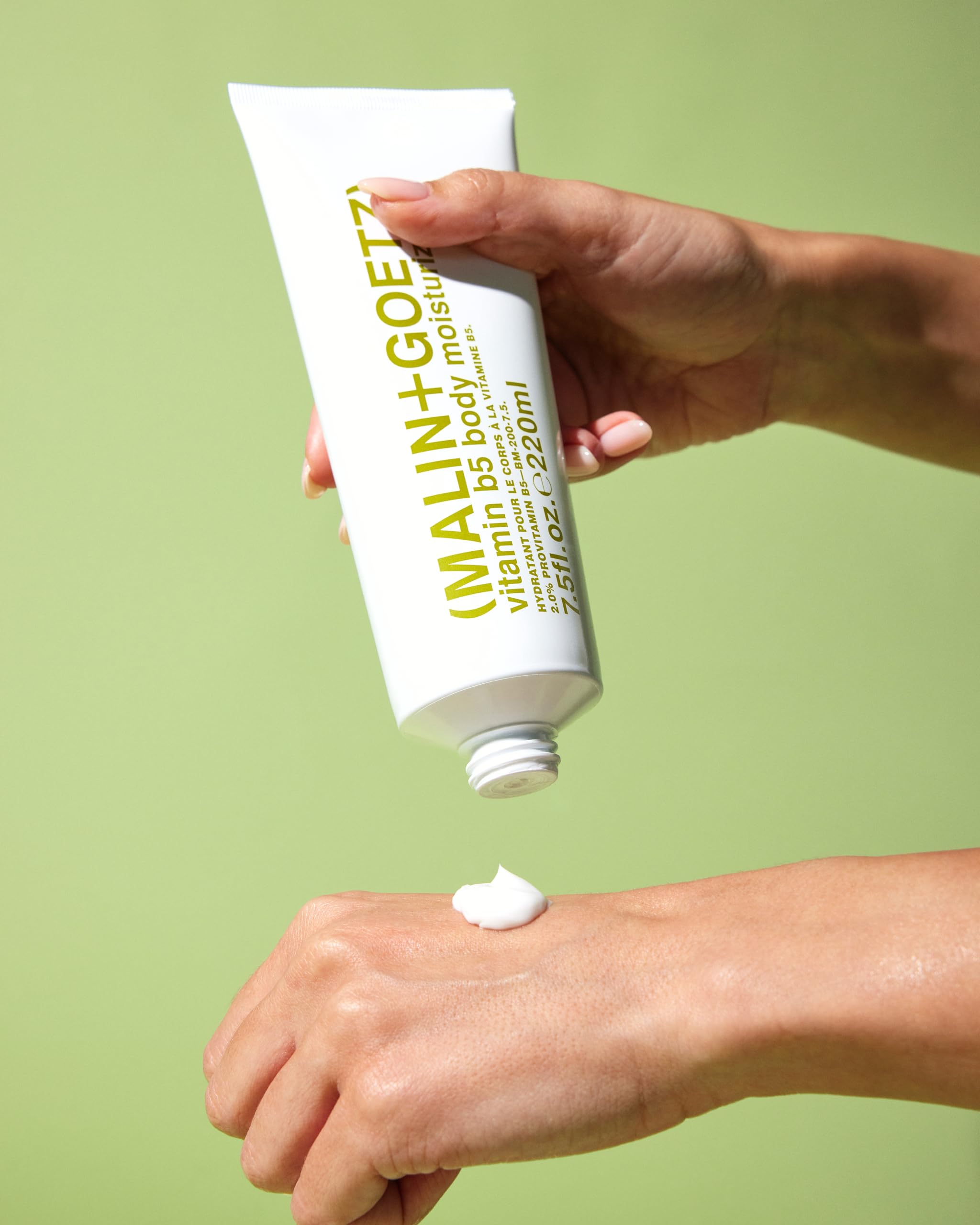 MALIN+GOETZ label close-up showing key ingredients and transparency benefit