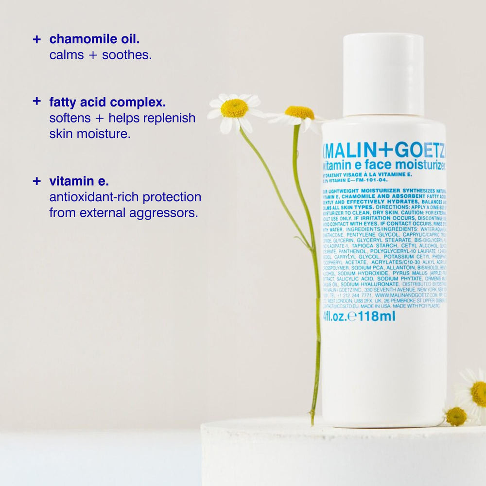 MALIN+GOETZ moisturizer paired with cleanser showing streamlined routine benefit