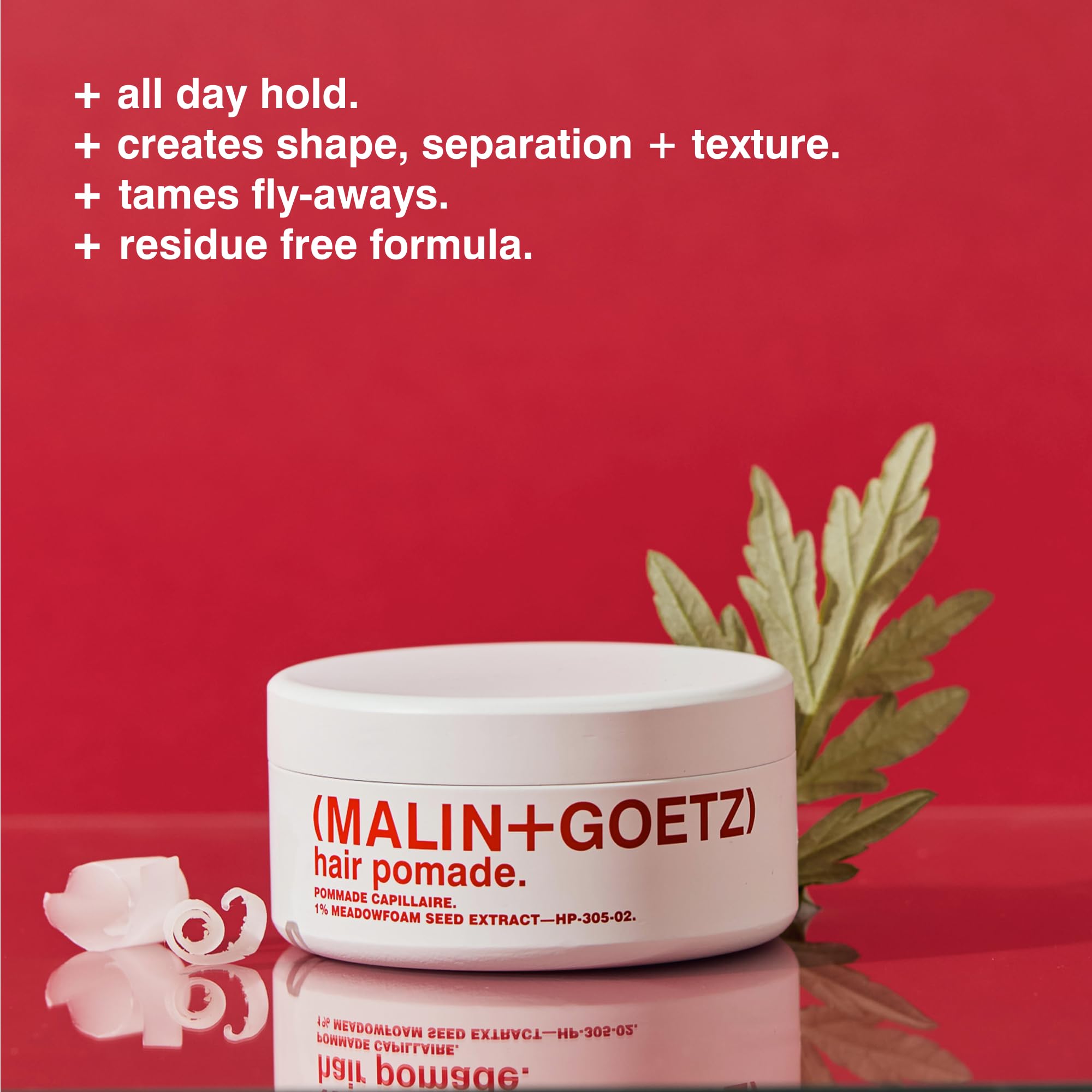 MALIN+GOETZ open jar revealing smooth pomade texture for easy application