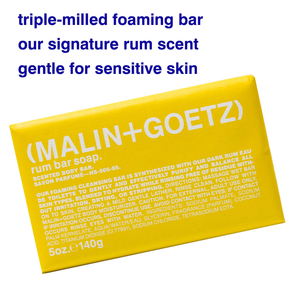 MALIN+GOETZ close-up of triple-milled texture highlighting dense bar and long-lasting performance