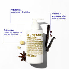 MALIN+GOETZ pump and label close-up highlighting product branding