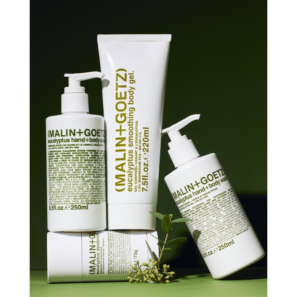 MALIN+GOETZ product in hand being applied, demonstrates easy exfoliation benefit
