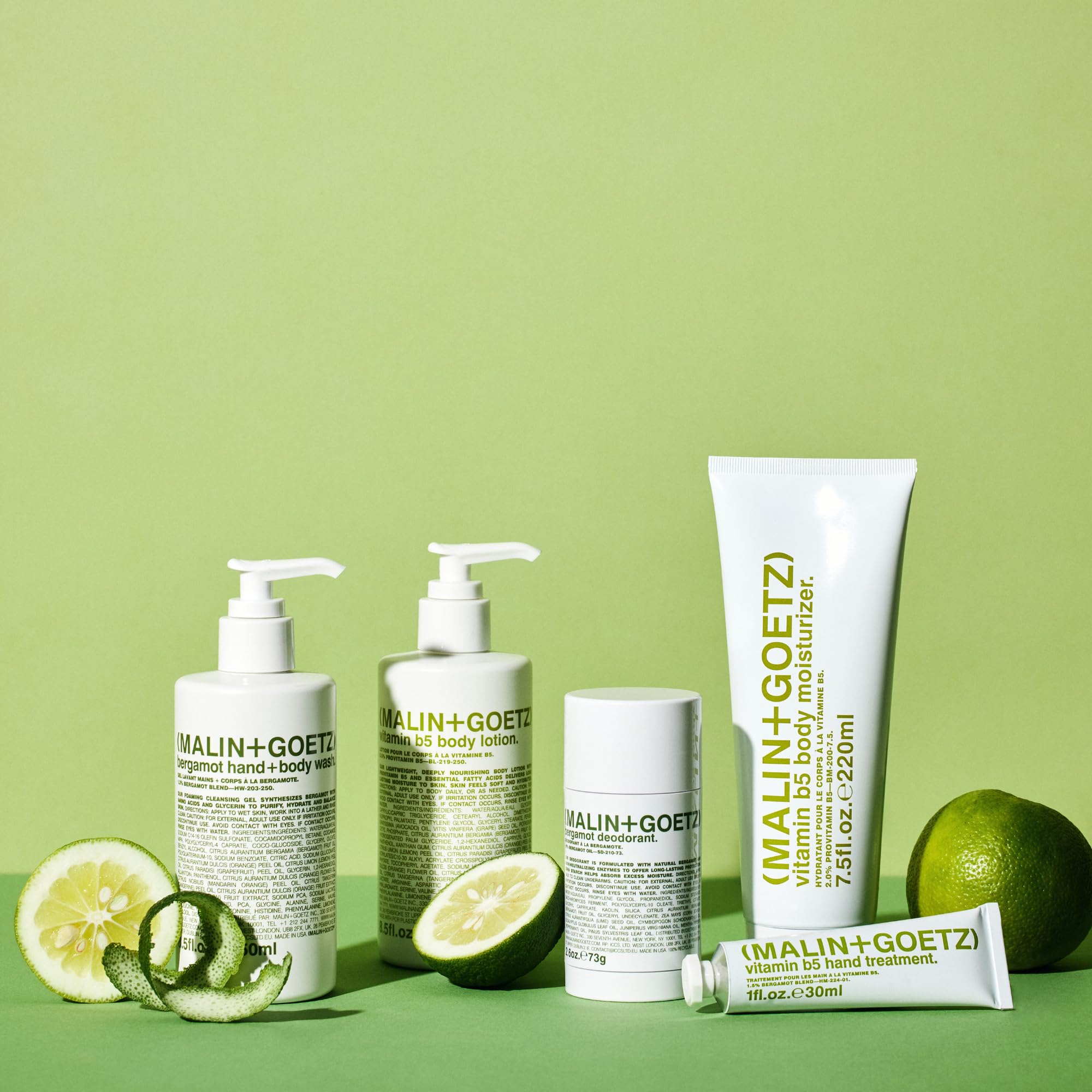 MALIN+GOETZ next to a common bottle showing 7.5 fl oz scale benefit