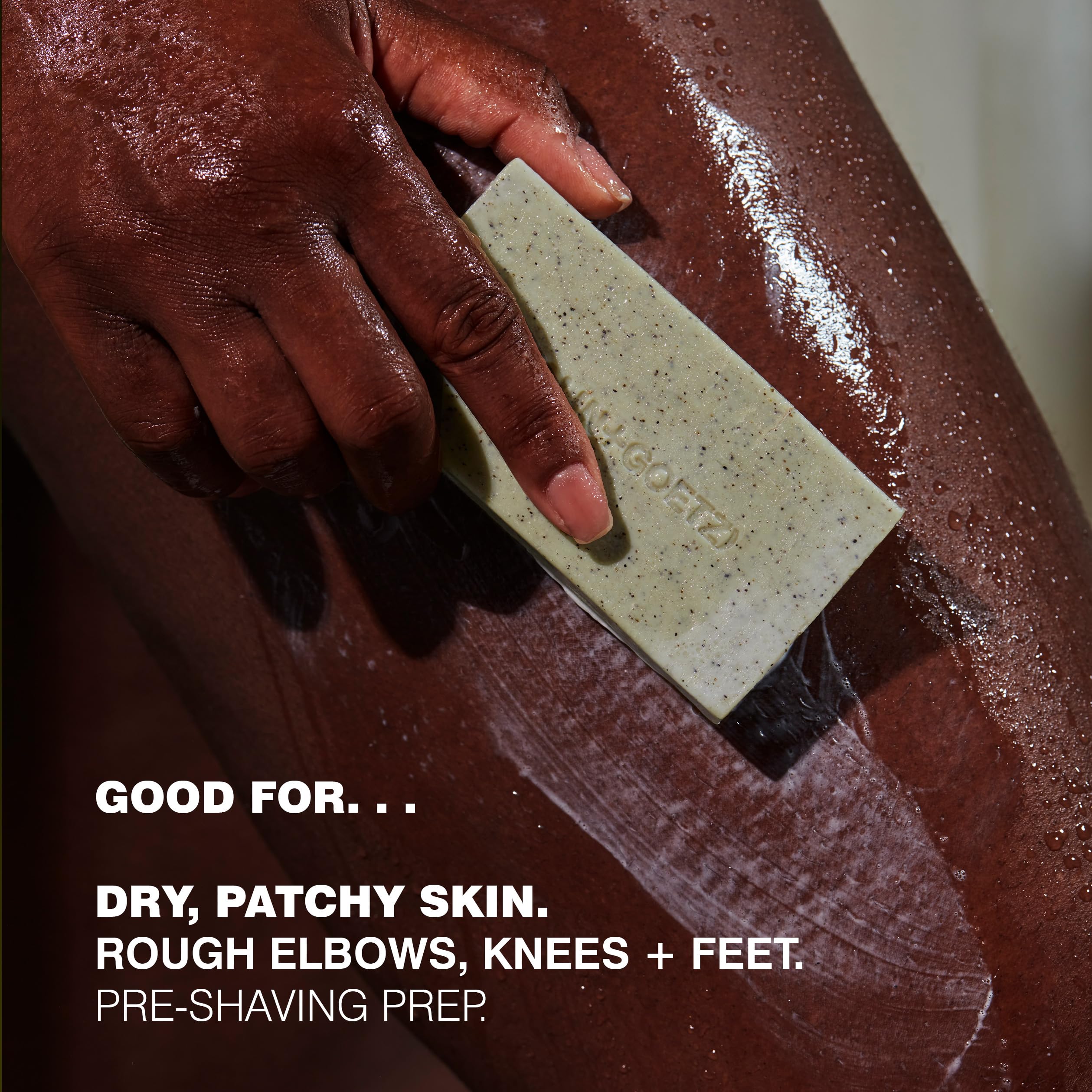 MALIN+GOETZ close-up of pumice and jojoba texture for effective gentle buffing