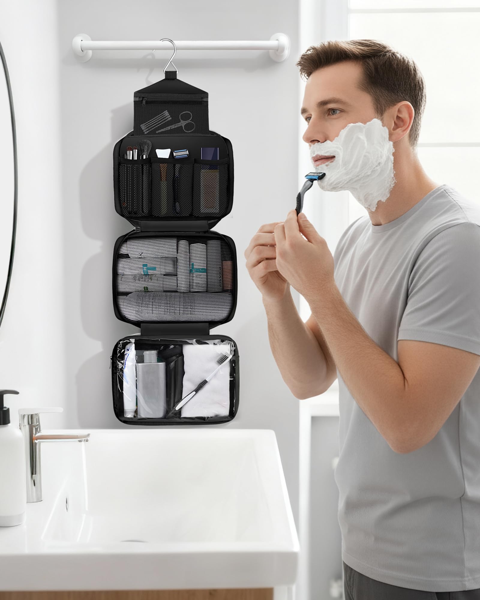Maliton ventilated mesh pocket close-up for faster drying of damp items benefit